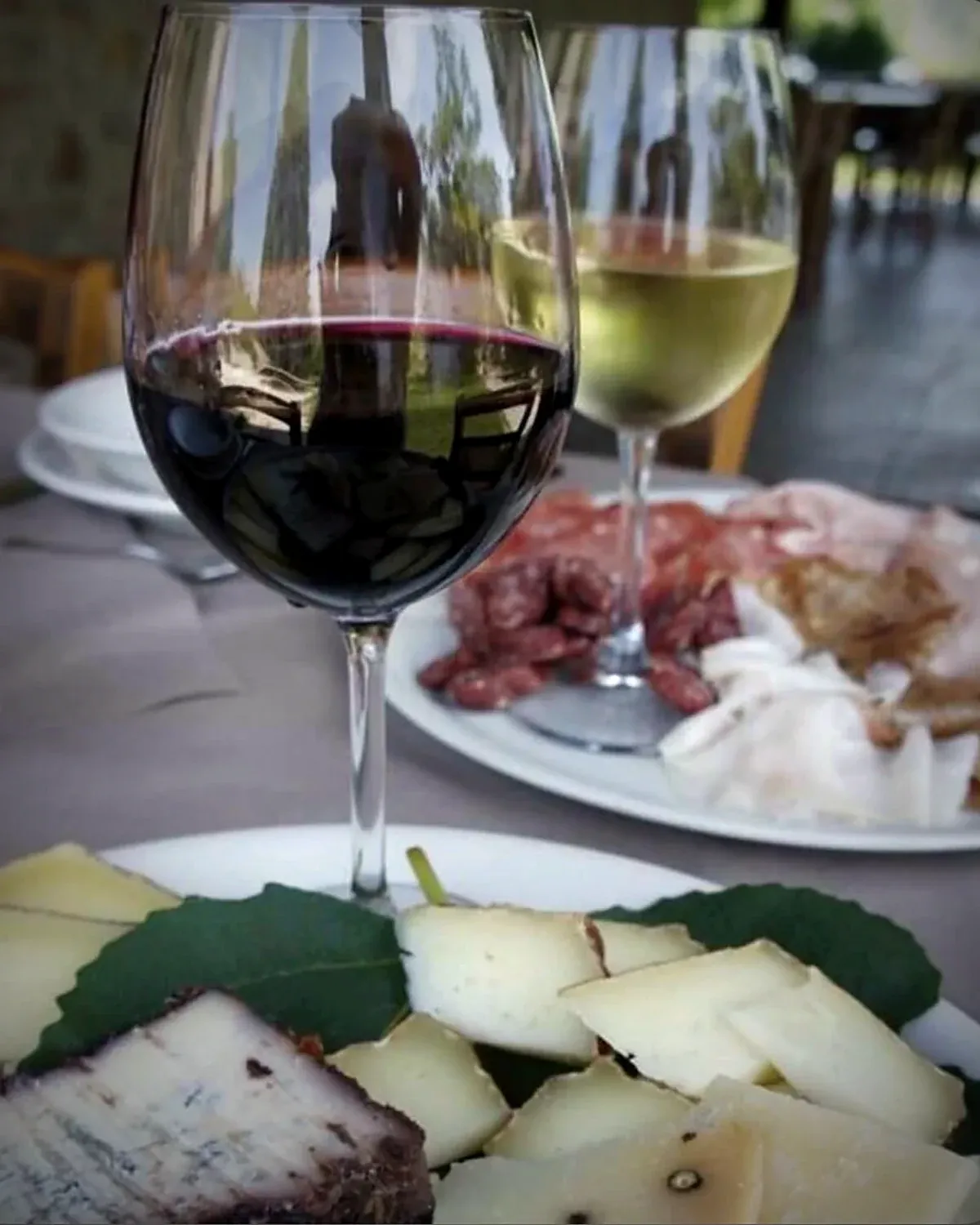 Wine tasting with cheese and cold cuts during a Tuscan wine tour